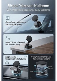 Resim Ultra Güçlü Vakumlu MagSafe uyumlu Manyetik 180° Dönen Taşınabilir Çok Amaçlı Siyah Araç Telefon Tutucu 