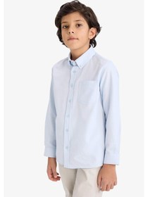 Resim Defacto Erkek Çocuk Polo Yaka Oxford Uzun Kollu Basic Düz Gömlek W3215a626spbe61 Mavi-be61 