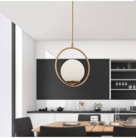 Resim Luis Tekli Eskitme Sarkıt Beyaz Camlı Modern Sarkıt Mutfak Salon Sarkıt Avize 