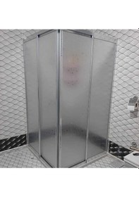 Resim Nokta Duşakabin 85 x 85 Teknesiz Parlak Krom Renkli Mika Duşakabin Şeffaf 