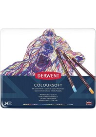 Resim Derwent Coloursoft Kuru Boya Kalemi 24'lü Teneke Kutu 