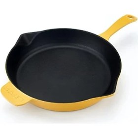 Resim Spring Serisi, Döküm Kızartma Tavası, Yuvarlak, 28 Cm, Mat, Parlak Siyah Taban, Sarı 