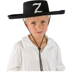Resim Z Logolu Çocuk Boy Bağcıklı Zorro Şapkası 
