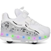 Resim Beyaz Işıklı Patenli Ortopedik Unisex Çocuk Spor Ayakkabı Nils Beyaz 