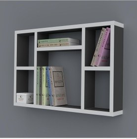 Resim Kenzlife kitaplık neşve 040*060*20 gri duvar rafı 