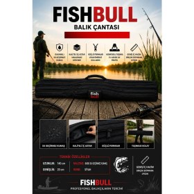 Resim Outdoorun Fıshbull 3 Gözlü 140 cm Kamış ve Olta Taşıma El Çantası 