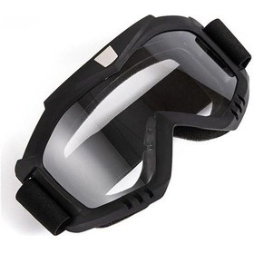 Resim Motosiklet Ve Bisiklet Motocross Gözlük Lastikli Siyah Cam Kross Model Prof Motor Gözlüğü 