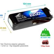Resim Leopard Power 2200 mAh 22.2V 6S 40C Lityum Polimer Lipo Batarya Pil T Plug 