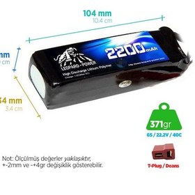 Resim Leopard Power 2200 mAh 22.2V 6S 40C Lityum Polimer Lipo Batarya Pil T Plug 