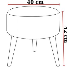 Resim Waterybrook Yuvarlak Puf Welsoft Kumaş Beyaz Ahşap Ayaklı - Makyaj - Yatak Ucu - Dekoratif Oturma Pufu Açık Gri 