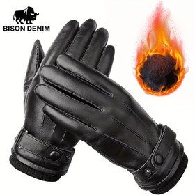 Resim Erkekler için BISON DENIM Hakiki Koyun Derisi Rüzgar Geçirmez Termal Dokunmatik Ekran Eldivenleri - Sürüş, Bisiklet, Spor İçin Tam Parmak Soğuk Hava Eldivenleri | Havalı Şık Tasarım, Sevgililer Günü, Babalar Günü, Şükran Günü, Soğuk Hava Ekipmanı, Açık Hava Tutkunları İçin İdeal Hediye 