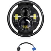 Resim Wezone 7 İnç Araba/motosiklet Led Farı Hilal Melek Gözü H4-h13 Adaptörlü 1 Adet - 100w 6000k Beyaz/ahşap Sarı Işık Ip67 Su Geçirmez 