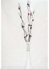 Resim 60 Cm Desenli Beyaz Vazo Beyaz Üzüm Çiçek ve Dallar 