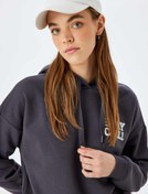 Resim Şardonlu Arkası Baskılı Kapüşonlu Oversize Sweatshirt 