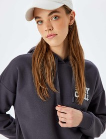 Resim Şardonlu Arkası Baskılı Kapüşonlu Oversize Sweatshirt 
