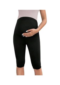 Resim Toparlayıcı Ve Sıkılaştırıcı Esnek Bel Ayarlı Diz Altı Siyah Hamile Kapri Tayt 