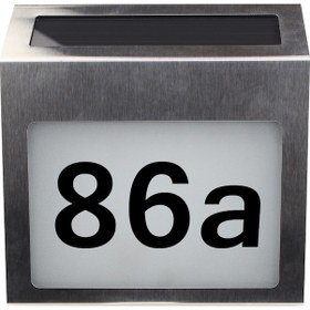 Resim Reedark Güneş Enerjili Led Işıklı Ev Numarası Plakası - Otomatik Sensörlü Su Geçirmez Metal Adres Levhası Gri 