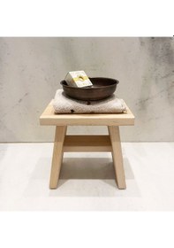 Resim Shark Anatolia Sedir Ahşap Banyo Taburesi Oturak Ve Oksit Bakır Hamam Tası Seti Çok Renkli 