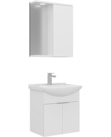 Resim Orka Purus 55 Cm Parlak Beyaz Spot Aynalı Banyo Dolabı Takım Asma Beyaz 