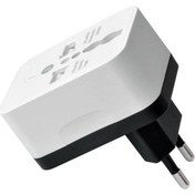 Resim Seyehat Tipi Çift USB Portlu Çevirici Priz Türk-Amerikan ve İngil 