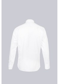 Resim Beyaz Slim Fit Uzun Kollu Açık İtalyan Yaka Saten Gömlek 29694 4111993 