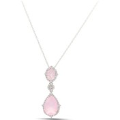 Resim Midyat Nurtaş Gümüş 201021885 Pembe Kuvars ve Zirkon Taşlı 925 Ayar Gümüş Kadın Kolye 