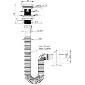 Resim Monavit Seramik Kapaklı Beyaz Klik Klack Lavabo Süzgeci 32 Sifon Beyaz 