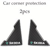 Resim 2 Adet Skoda Köşe Koruyucu - Fabia, Octavia, Superb, Rapid için Karbon Fiber Desenli | Çizilmeye Dayanıklı, Kolay Yapışkanlı Otomotiv Dış Aksesuarı, Şık Koruma ve Araç Görünüm Geliştirme, Modern Tasarım, Dayanıklı Tampon Koruyucu, Detay Odaklı Sürücüler İçin 