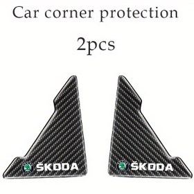 Resim 2 Adet Skoda Köşe Koruyucu - Fabia, Octavia, Superb, Rapid için Karbon Fiber Desenli | Çizilmeye Dayanıklı, Kolay Yapışkanlı Otomotiv Dış Aksesuarı, Şık Koruma ve Araç Görünüm Geliştirme, Modern Tasarım, Dayanıklı Tampon Koruyucu, Detay Odaklı Sürücüler İçin 