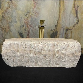 Resim SİPAHİMARBLE Traverten Dışı Patlatma Dikdörtgen Modern Lavabo 