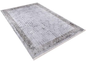 Resim Minimalist Açık Gri Eskitme Bej Yunan Anahtar Bordürlü Halı - SH1210GB - Yuvarlak 300x300cm 