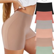 Resim 6 adet Yüksek Bel Dikişsiz Kadın Boyshort Külot - Esnek, Uzun, Düz Renk, Rahat Kıyafet için Uygun 