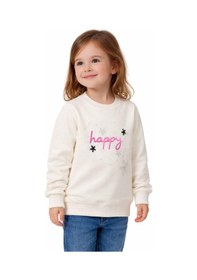 Resim Kız Çocuk Happy Sweatshirt Bgl-st05270 Ekru 