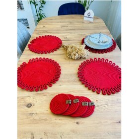 Resim Jütex Home Jüt Hasır Amerikan Servis Supla ve Bardak Altı 8 Parça 