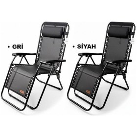 Resim Madfox Easyrest Katlanır Şezlong Sandalye Gri Gri - Siyah 