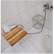 Resim Meşe Rengi Ahşap Katlanır Duvara Monte Duş Taburesi Meşe 32X37.5 