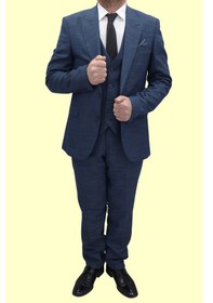 Resim Duayen Dmctekstil Erkek Duayen-047 Kırçıllı Desenli İtalyan Kesim Dar Kalıp Çift Düğmeli Yelekli Takım Elbise Parlament 