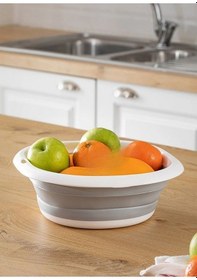 Resim Badya Katlanır Sebze Badyası Silikon Badya Leğen Büyük Boy No:2 5 Lt Gri Beyaz 