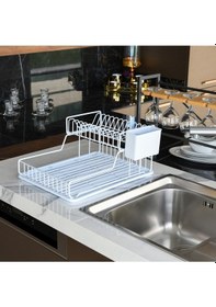 Resim Ömür Boyu Paslanmaz İki Katlı Tabaklık Bulaşıklık Beyaz tb2beyaz2 Beyaz 