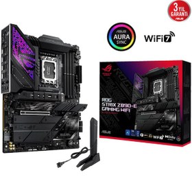 Resim ROG STRIX Z890-E GAMING WIFI, 8800MHz, 4xDDR5, 7x M.2, HDMI, DP, 2xThunderbolt, 4xType-C, Wi-Fi 7, Bluetooth 5.4, Intel Core Ultra CPU(Seri 2), LGA1851 Soket, Gaming Anakart 