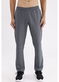 Resim Yan Fermuarlı Cep Diz Dikiş Detaylı Düz Paça Esnek Bel Spor Görünümlü Eşofman Altı Grey 