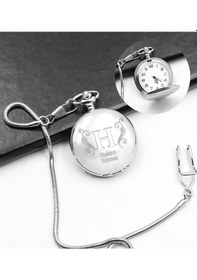 Resim Spectrum Kişiye Özel Tasarım Nostaljik Köstekli Cep Saati Gümüş 