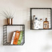Resim Go Dekor Metal 5×5 Tel Gözlü Kare Kafes Raf/3lü Set Kitaplık 