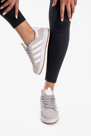 Resim Blyss Kadın Günlük Taş Gri Süet Spor Ayakkabı Sneaker 