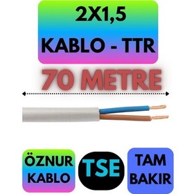 Resim Öznur 2x1,5 Ttr Kablo Beyaz Metre Seçenekli - 70 Metre 