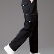 Resim Erkek Casual Tek Renk Polyester Normal Uzunluk Esnek Olmayan İş Pantolonu, Düz Bacak, Çoklu Cebi, İlkbahar/Sonbahar için 