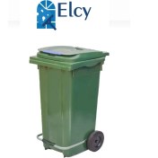 Resim Elcy 120 Lt Yeşil Metal Pedallı Çöp Konteyneri (Isıya Dayanıklı) 