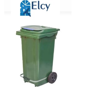 Resim Elcy 120 Lt Yeşil Metal Pedallı Çöp Konteyneri (Isıya Dayanıklı) 