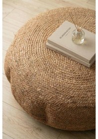 Resim Digithome Dekoratif Büyük Yuvarlak Naturel Yassı Hasır Jüt Puf 60x20 -12083 Kahverengi 