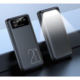 Resim JUNGLEE 20000 Mah Powerbank Ios Android Uyum Lcd Ekranlı Type C Mikro Usb Çıkışlı Led Fenerli 